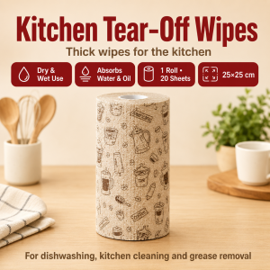 1/2/3 Roll Thick Disposable Kitchen Dish Cloth Roll Oil-Free Absorbent Tear-Off Cleaning Towels 20 Sheets 25x25cm for Home