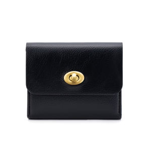 Solid Color PU Leather Wallet for Women Large Capacity Snap Button Coin Purse with Multi Card Slots Minimalist Purse