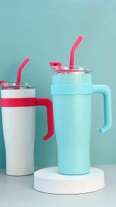 Big Cup 304 Stainless Steel Bottle Tumbler With Straw 1200ml 1.2L Thermal Thermos Vacuum Flask Sport Botol Air Besar Viral