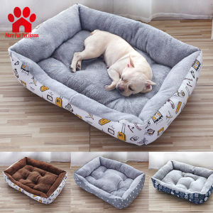 【Free pillow】Dog Bed Pet Cat Washable Cotton Cushion Sleeping Bed Dog Bed Washable Large Dog Bed