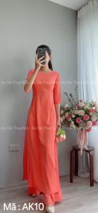 Áo dài Thúy Kiều trơn lụa Nhật màu hồng đào K10 FREESHIP mềm mại co giãn thấm hút mồ hôi áo dài truyền thống áo dài giá rẻ