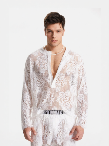 TOMATOPAPA | Handmade Custom Italian Lace Half-Open Neck Lace-Up Set