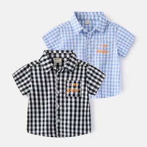 Summer Boys Casual Plaid Shirt Short Sleeve