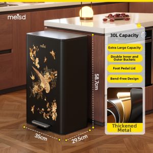 MEISD | Luxury Retro Kitchen Trash Can Large Pedal-operated