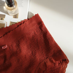 Seersucker Underwear Womens Plaid High Waist Young Adult Hip-Wrapped Shorts Girls Do Not Clip Hip Cotton Feeling High Elastic Lace Briefs