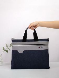 Zipper File Bag Pouch A4 Zippered Document Bag with Handle Business Document Briefcase Filing Holder Storage Organizer Portable Travel Handbag for School Office