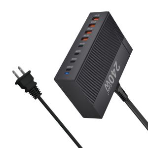 Sạc Để Bàn GaN 240W 8 Cổng USB Type C PD Sạc Nhanh Đa Cổng USB Cho iPhone 16/15/14 Samsung Xiaomi - Sạc Nhanh Điện Thoại Di Động