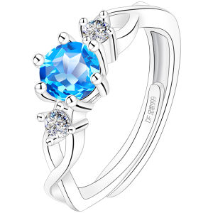 999 Pure Silver Sapphire Topaz Ring for Women Couple Style Christmas Gift Elegant Fashion Jewelry Customizable Engraving