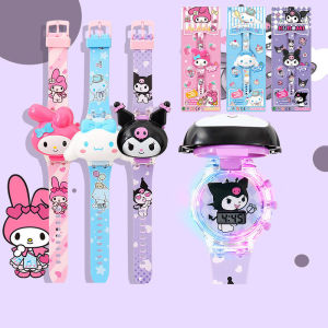 Sanrio Cartoon Kids Watch 3D Kuromi Luminous Music Watch Melody Cinnamoroll Watches for Boys Girls
