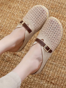 Casual Summer Flat Heel Sandals for Women Comfortable Cloth Lining Pressure-Injection Rubber Sole Versatile for Daily Wear and Party