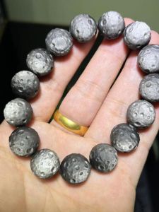 Natural Silver Stone Star Meteorite Moon Bracelet Obsidian Bracelet Crater Bracelet You Are the Center of the Universe