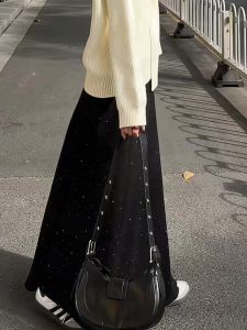 Trendy High Waist Midi Skirt Womens Fashionable Versatile A-Line Skirt Korean Style Straight Cut Summer Thinming Skirt