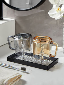 Premium Glass Toothbrush And Mouthwash Cup Set for Home Use Couple Dental Care Water Cup Washing Brush Set with Tray
