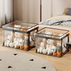 QINQI | Transparent Dustproof Zipper Doll Toy Storage Box Large