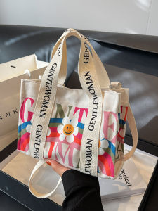 Casual Canvas Bag Womens 2025 New Simple Fashion Crossbody Handbag Versatile Popular Daily Match Commuting Large Size Letter Print