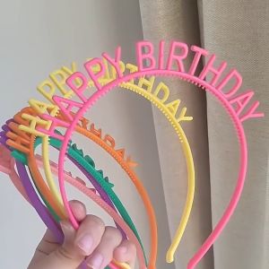 Bayar Di Tempat - Bando Happy Birthday / Bando Wanita Desain Happy Birthday Warna-Warni Gaya Korea