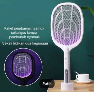 Raket Nyamuk Standing Elektrik Cas ORI Tahan Lama Murah Awet Charger Usb