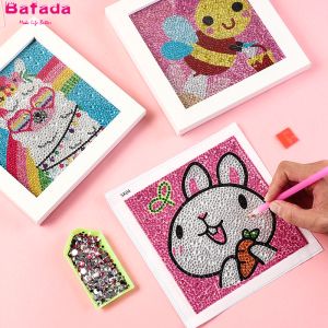 Bafada เด็กเพชรสติ๊กเกอร์คริสตัลสติกเกอร์มือทำ DIY ทำให้อนุบาลสร้างสรรค์การ์ตูน Dot กรอบของเล่นของขวัญสำหรับเด็ก