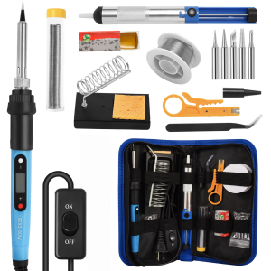 Soldering Iron Kit for Electronics 80W LCD Digital Adjustable Temperature Welding Repair Tools with Switch Solder Tin Tips