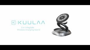 Kuulaa Foldable Magnetic 3 in 1 15W Wireless Charger for iPhone AirPods 3/2/Pro and Apple Watches iPhone Charger 360° Rotation Zinc Alloy Stand Portable Phone Charger for iPhone 15 14 13 12 Sumsang