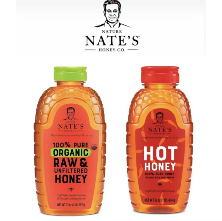 Nate's 100% Pure, Raw & Unfiltered Honey - Award-Winning Taste, 32oz ...