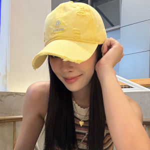 BILLI ZILLY | Mũ bóng chày màu vàng thêu chữ phong cách Hàn Quốc dành cho nữ mùa xuân hè đơn giản đa năng che nắng mũ cặp đôi nhỏ mũi vịt