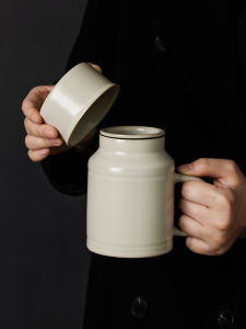 NITUGUSHI | Porcelain Small Lid Tea-water Separation Mug Office Customized Single-use Cup