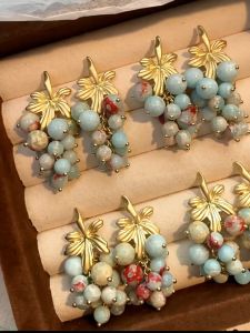 LL 18K GOLD Natural retro ordinary string bead tassel Earrings ES63668-63669