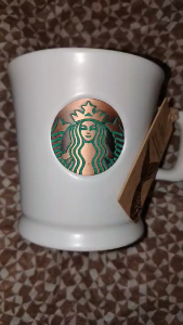 Original Starbucks 2014 Coffee Mug Brass Medallion Anniversary Siren 14 oz