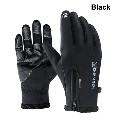 1 Pairs Winter Gloves Mens Touchscreen Non-Slip Unisex Waterproof Windproof Warm Cycling Cold Gloves Fashion Zipper Sports Glove