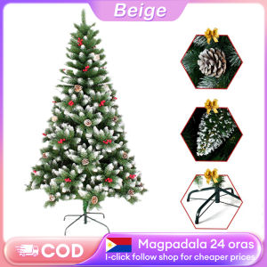 4ft-8ft White Green PVC Christmas Tree Metal Stand Easy Assembly Realistic Pine Needles Foldable for Storage