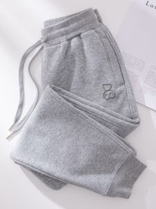 High-End Pure ผ้าฝ้าย Sport กางเกง ผู้หญิง สีเทา ฤดูใบไม้ผลิ ฤดูร้อน Thin Loose กางเกงลำลอง ผู้หญิง ฤดูหนาว ผ้าขนแกะ เรียงราย กางเกงวอร์ม Cuffed