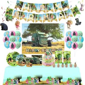 Trash Truck Hank Birthday Party Decorations Garbage Truck Theme Disposable Tableware Complete Kit for Kids Boy Party Supplies