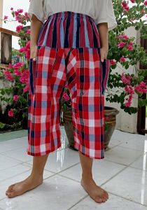 กางเกงผ้าขาวม้าฝ้ายผสมโทเร ขนาด XL