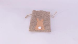 6/12/24pcs Easter Burlap Candy Bags Bunny Pattern Jute Linen Treat Gift Bags for Easter Party Kids Cookies Snack Pack Bags