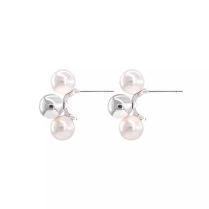 YOUNMO French Simple Pearl Arc Earrings Cool Silver Gentle Ear Jewelry Small Popular Earring Female Fashion Accessories