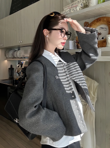 DANTING | Unique Stylish Short Gray Jacket New Autumn Design