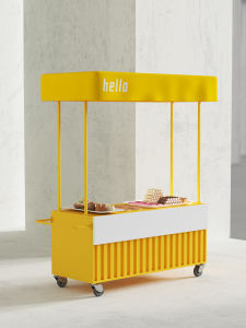 Iron Art Flower Car Street Stall Promotional Display Stand Mobile Outdoor Night Market Vendor Special Small Push Cart Rack