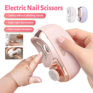 Electric Nail Clipper 2 IN 1 USB Rechargeable Fingernail Trimmer Automatic Nail Grinder with Light Adjustable Speed Fingernail Cutter and Polisher for Baby Kids
