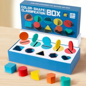 🏅Kids leatning🏅มาใหม่ Color Shape Box ของเล่นไม้ บล็อกหยอกรูปทรง เรียนรู้รูปทรง เรียนรู้สี ฝึกแยกแยะ
