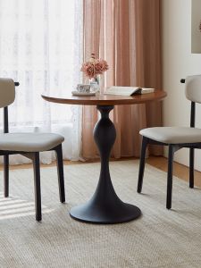 Nordic Luxury Small round Wooden Table for Cafe Hall Residential Balcony Inn Commercial Use Single Layer Frame Structure