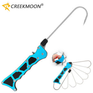 Foldable Fishing Hook Aluminium Alloy Fish Grip Stainless Steel Spear Clip Lip Gaff Spear Hook Gripper Tool for Ice/Sea Fishing