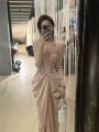 Chic Sun Protection Pink Satin French Set Dress. 
