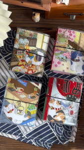 Japanese Wafu Style Yamaneko M5 Size PVC Loose Leaf Binder Cover Cute Cat Cartoon Journal Daily Records School Office