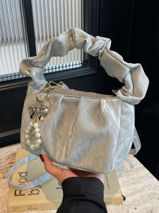 Fashionable Pleated Design Small Square Bag Womens Single Shoulder Bag Casual Crossbody Bag Simple Summer Trendy Leisure