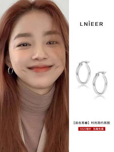S925 Pure Silver Hoops Earrings Women Simple Circle High-End Sensation Ear Caring Hole Fashionable New 2025 Trending Ear Jewelry