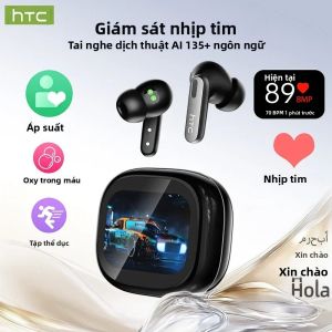 Tai Nghe Bluetooth Không Dây Thể Thao HTC NE46 Với Màn Hình Cảm Ứng LED Chức Năng Theo Dõi Nhịp Tim Khử Tiếng Ồn Tích Hợp AI Dịch Thuật