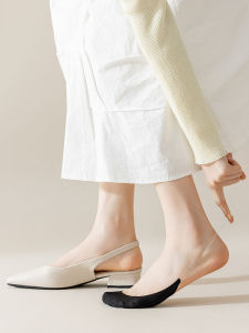 Womens Summer Thin Cotton Bottom Boat Socks High Heels Anti-slip Invisible Half Palm Socks Lightweight Breathable Cotton