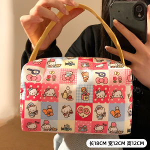 Cute Kitty Cat Portable Large Capacity Makeup Bag Womens Travel Toiletry Storage Bag Handheld Wash Bag Cosmetic Pouch