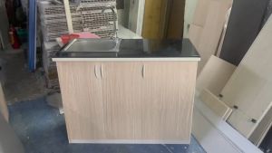 Tủ Bếp Nhựa Đài Loan Cao 81cm Ngang 1m05 Bồn Đơn Màu Xoan Đào Mặt Gạch Đen TB08